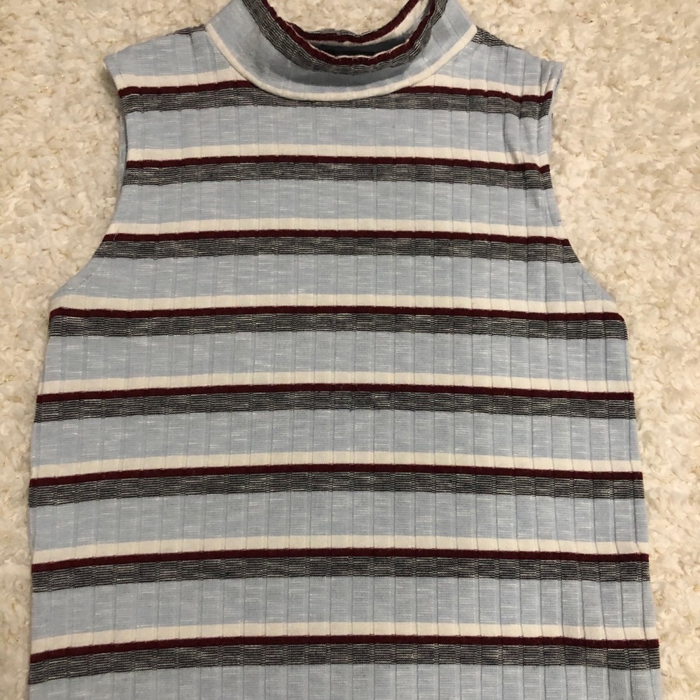 Divided H&M Stripped Mock Neck Sleeve less Shirt